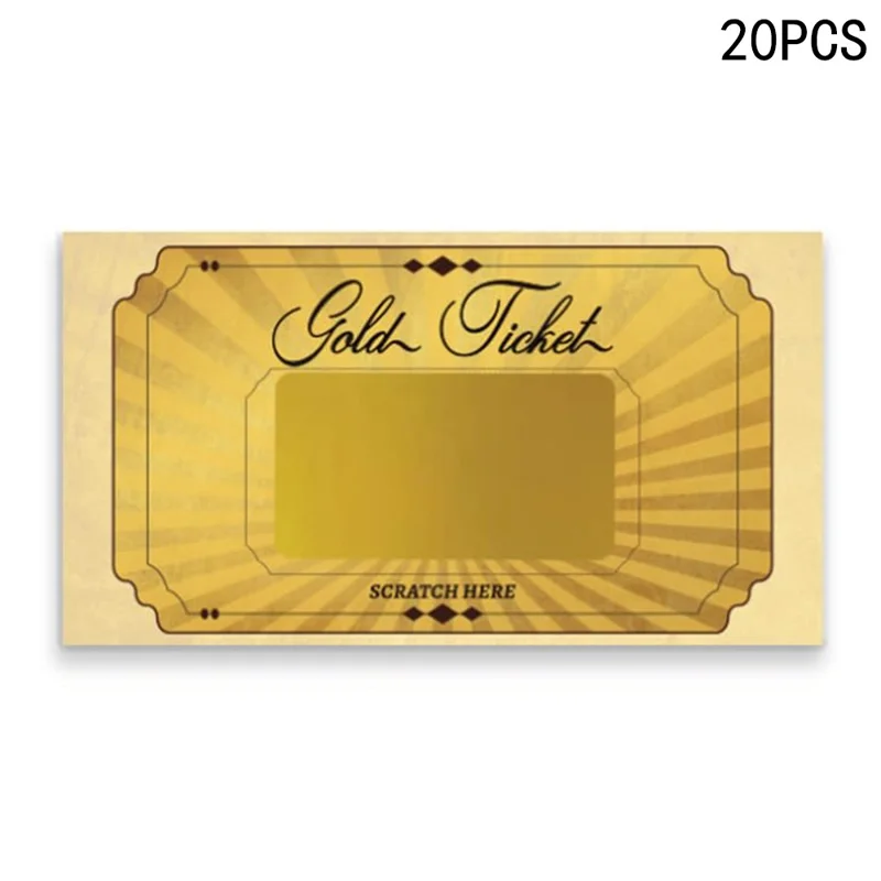 20 stk. Guldfarvede Blankt Skrabkekort Metallic DIY Selskabslegekort Gave til Fødselsdagsselskab Lotteri Aktiviteter