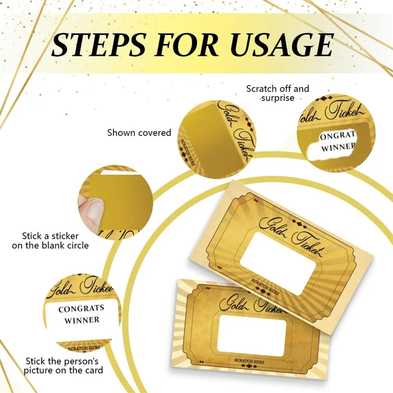 20 stk. Guldfarvede Blankt Skrabkekort Metallic DIY Selskabslegekort Gave til Fødselsdagsselskab Lotteri Aktiviteter