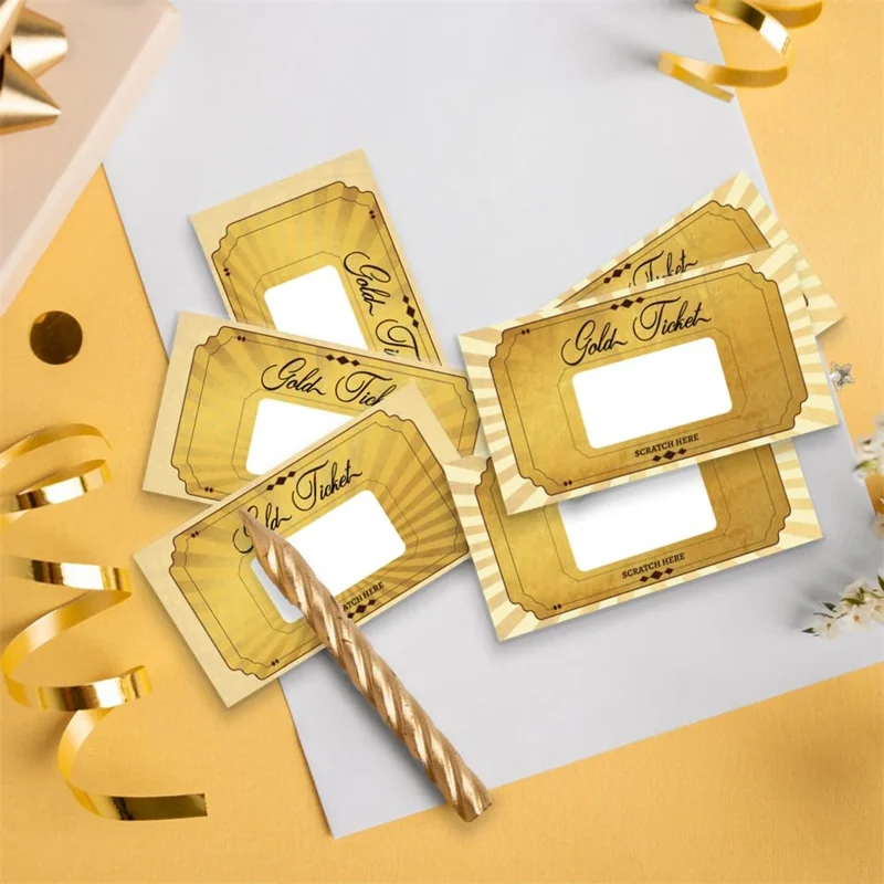 20 stk. Guldfarvede Blankt Skrabkekort Metallic DIY Selskabslegekort Gave til Fødselsdagsselskab Lotteri Aktiviteter