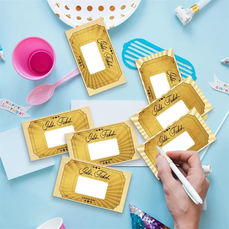 20 stk. Guldfarvede Blankt Skrabkekort Metallic DIY Selskabslegekort Gave til Fødselsdagsselskab Lotteri Aktiviteter
