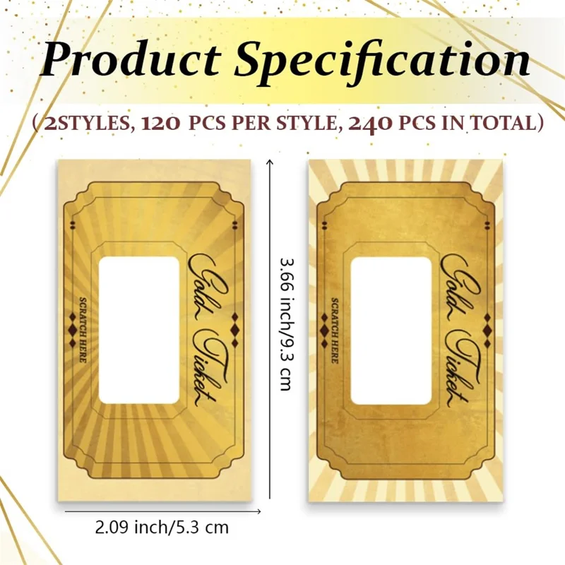 20 stk. Guldfarvede Blankt Skrabkekort Metallic DIY Selskabslegekort Gave til Fødselsdagsselskab Lotteri Aktiviteter