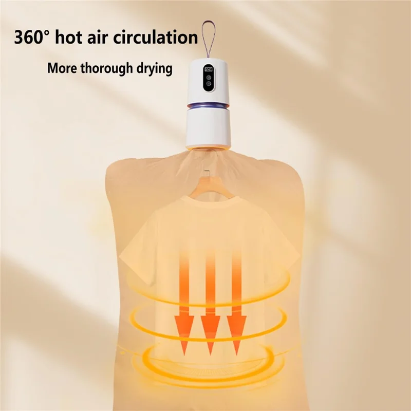 240-Min Timer Pocket Sized Mini Clothes Dryer 360° PTC Hot Air Circulation Drying Machine - EU Plug  /  White