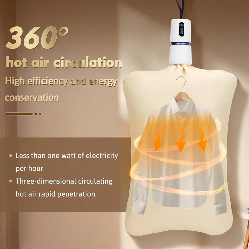 240-Min Timer Pocket Sized Mini Clothes Dryer 360° PTC Hot Air Circulation Drying Machine - EU Plug  /  White