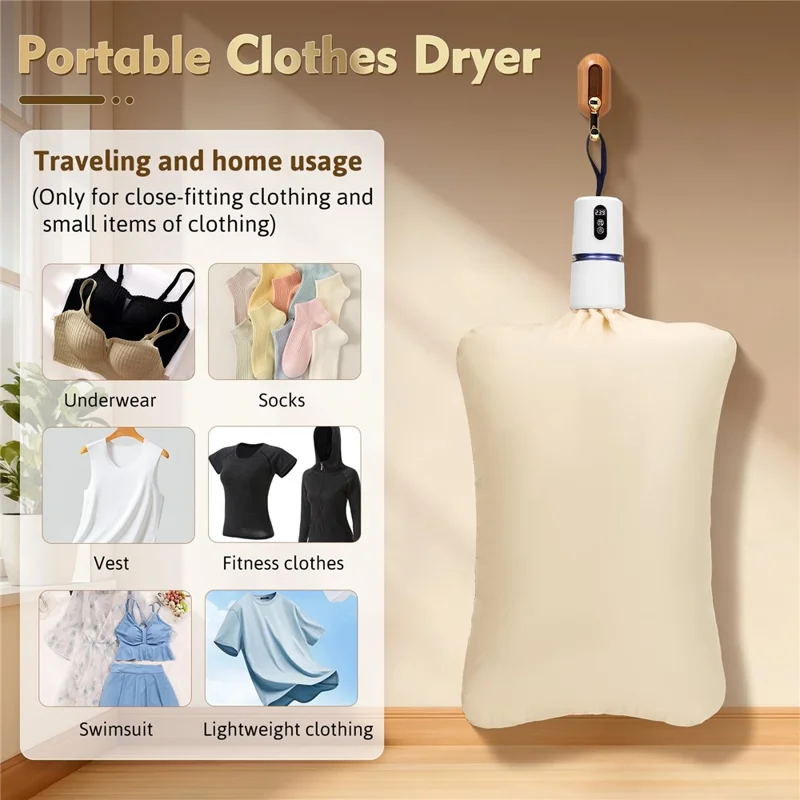 240-Min Timer Pocket Sized Mini Clothes Dryer 360° PTC Hot Air Circulation Drying Machine - EU Plug  /  White