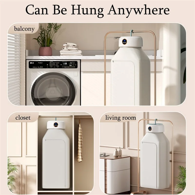 360° Circulation Foldbar tørretumbler 68°C konstant temperatur tørringsmaskine 10 kg stor kapacitet - EU stik / Mælkevit