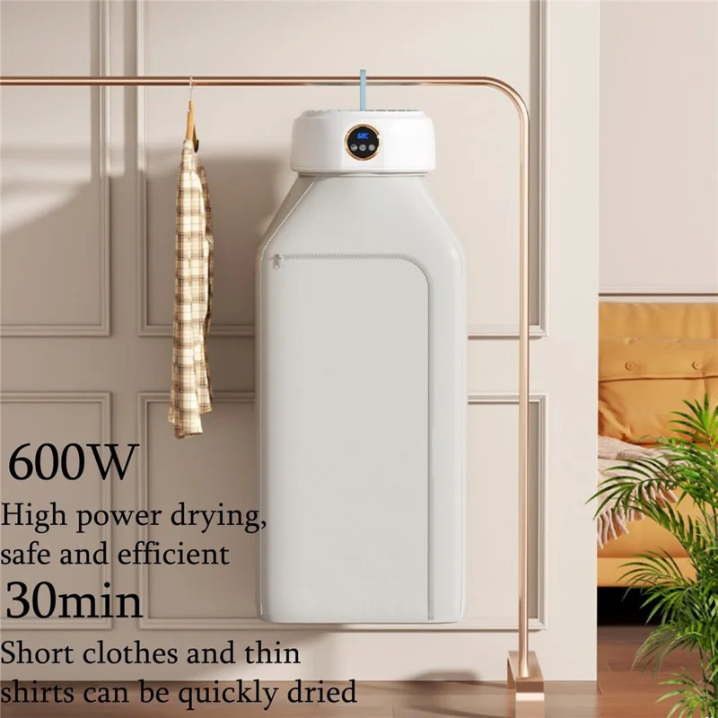 360° Circulation Foldbar tørretumbler 68°C konstant temperatur tørringsmaskine 10 kg stor kapacitet - EU stik / Mælkevit