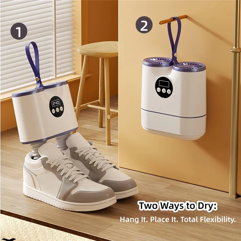 55°C Constant Heat UV Sterilizing Smart Shoe Dryer Dual Fan Fast Drying Retractable Shoe Warmer 8-Speed Timer