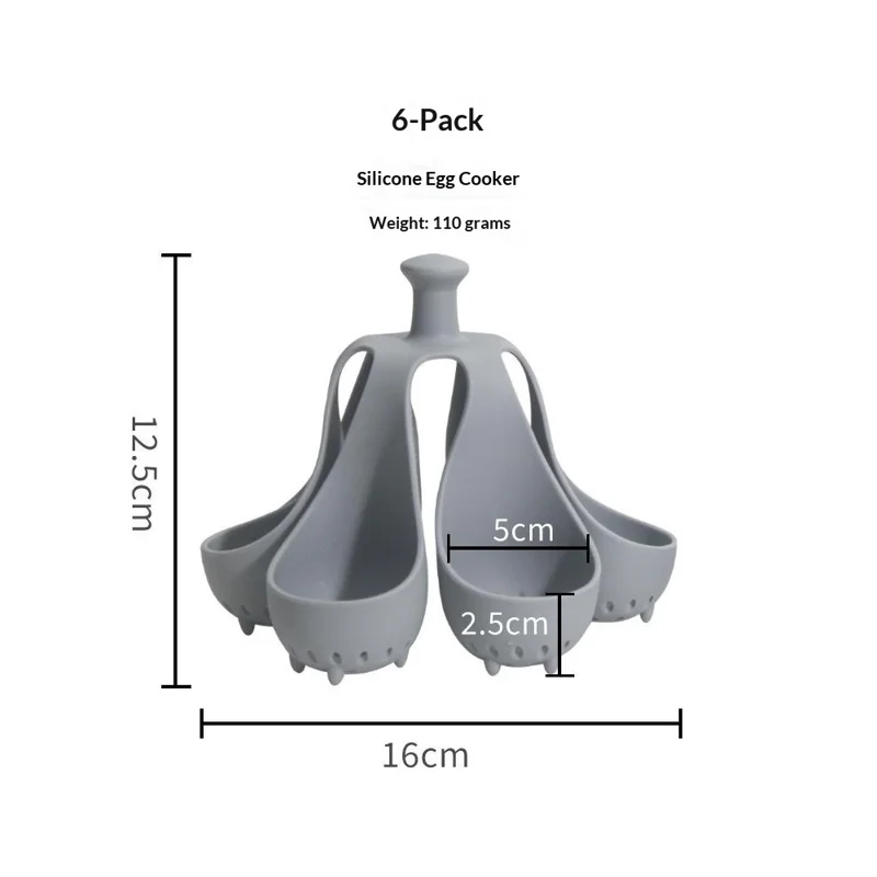 Creative Silicone Eggs Cooker Even Heating Boiled Egg Maker with Drainage Holes Storage Tray for 6 Eggs
