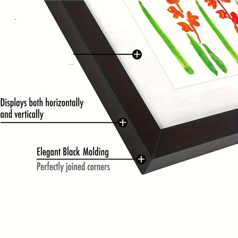 8 inch (15.2x20.3cm) Photo Holder Magnetic Flip Picture Frame Clear Display for Artwork - Black