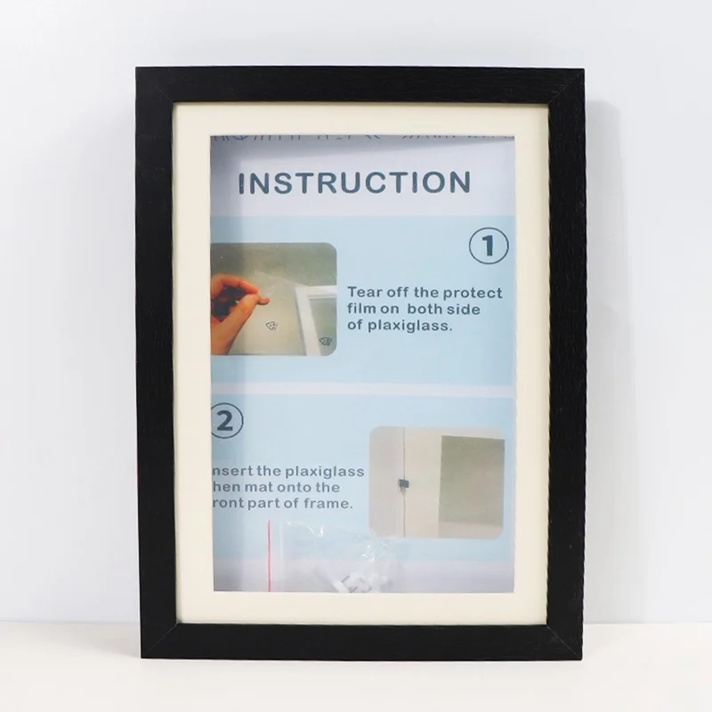 8 inch (15.2x20.3cm) Photo Holder Magnetic Flip Picture Frame Clear Display for Artwork - Black