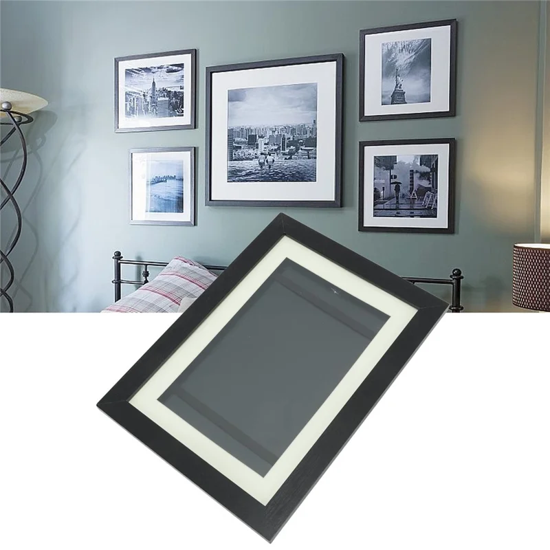 8 inch (15.2x20.3cm) Photo Holder Magnetic Flip Picture Frame Clear Display for Artwork - Black