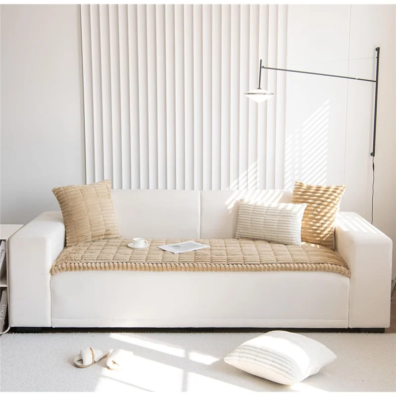 70x180cm Pet-Friendly Sofa Cushion Thickened Soft Corduroy Sofa Cover Breathable Non-Slip - Coffee