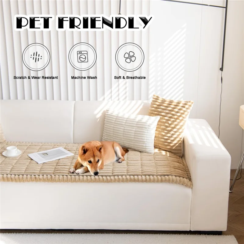 70x180cm Pet-Friendly Sofa Cushion Thickened Soft Corduroy Sofa Cover Breathable Non-Slip - Coffee