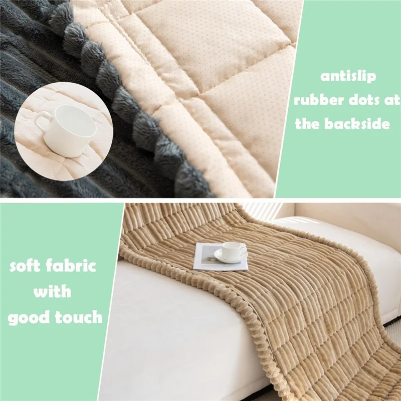 70x180cm Pet-Friendly Sofa Cushion Thickened Soft Corduroy Sofa Cover Breathable Non-Slip - Coffee