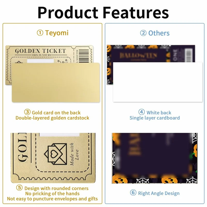 Guld-billet skrabelsedler DIY fødselsdagsindbydelseskort med konvolutter til festlige begivenheder
