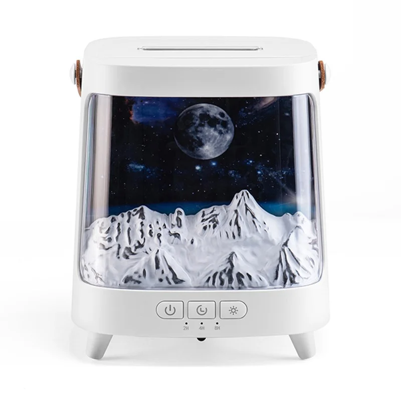 Aroma Diffuser USB Humidifier Colorful Flame Atmosphere Light Mist Maker for Home Office - Planet / White