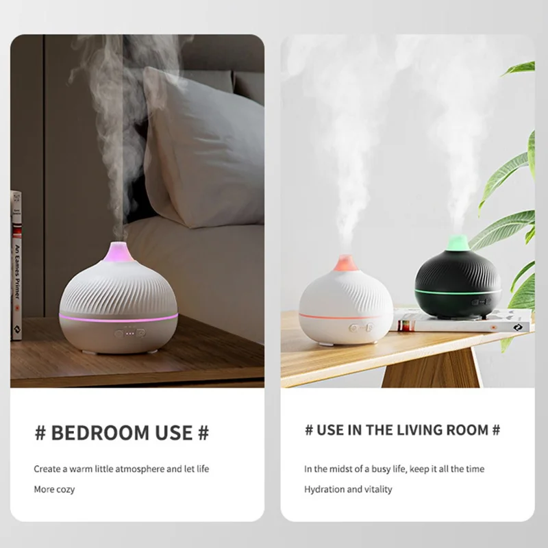 ESR Onion-Shaped Aromatherapy Diffuser with Simulated Flame USB Desktop Ultrasonic Humidifier for Home Bedroom Office Living Room - White