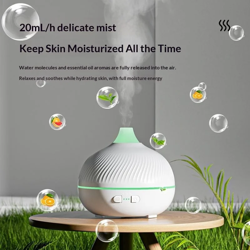 ESR Onion-Shaped Aromatherapy Diffuser with Simulated Flame USB Desktop Ultrasonic Humidifier for Home Bedroom Office Living Room - White