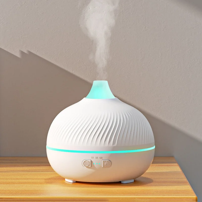 ESR Onion-Shaped Aromatherapy Diffuser with Simulated Flame USB Desktop Ultrasonic Humidifier for Home Bedroom Office Living Room - White