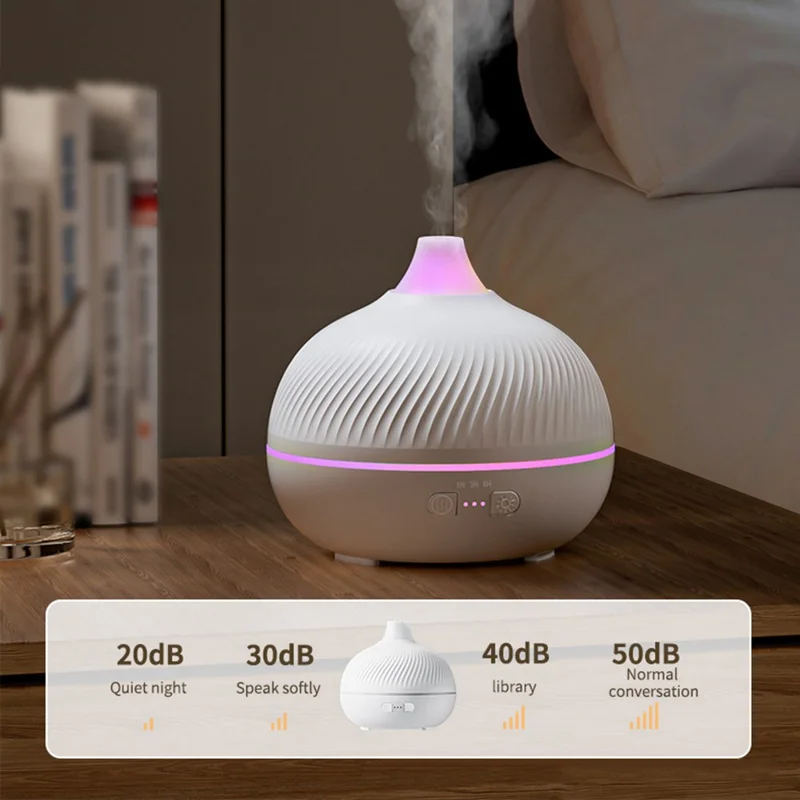 ESR Onion-Shaped Aromatherapy Diffuser with Simulated Flame USB Desktop Ultrasonic Humidifier for Home Bedroom Office Living Room - White