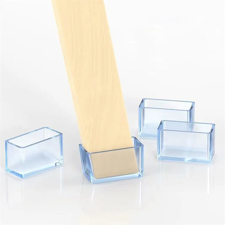 4Pcs  /  Set 30*40mm Rectangular Furniture Feet Pads Chair Leg Floor Protectors Prevent Scratches Clear Rubber Chair Leg Caps