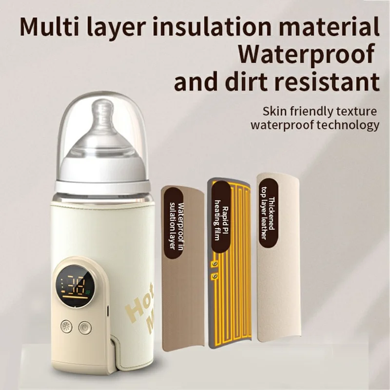 8000mAh Bottle Warmer 360° Uniform Heating Milk Sleeve Smart Temperature Control Baby Bottle Warmer - Battery