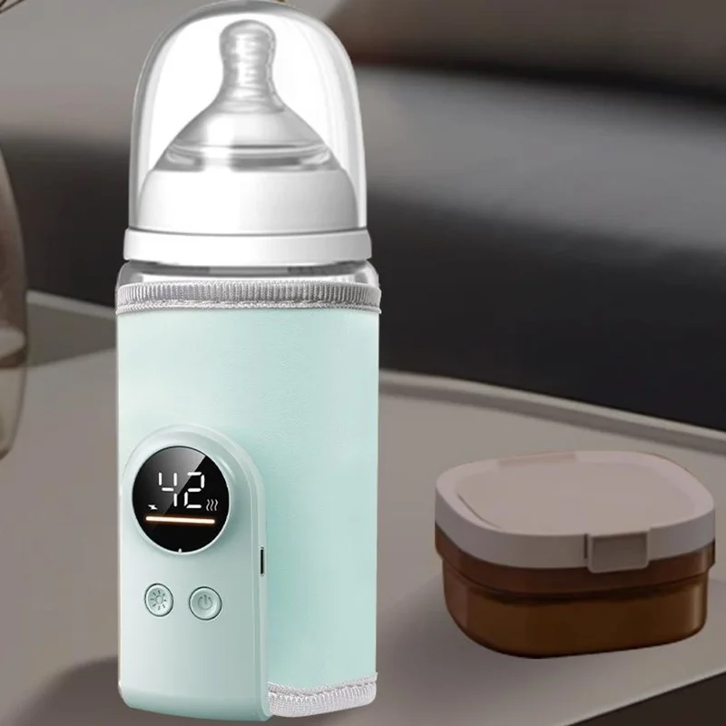 K7 Smart Constant Temperature Bottle Warmer USB Plug-in Baby Bottle Heater with 360° Full Wrapping Fast Heating Bottle Insulation Sleeve - Light Blue
