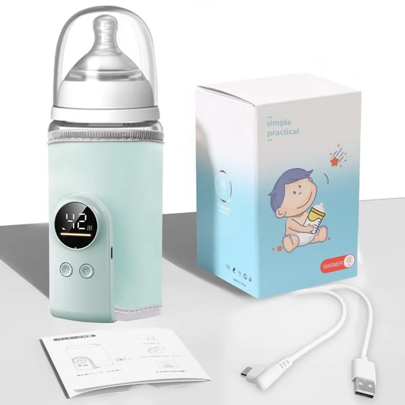 K7 Smart Constant Temperature Bottle Warmer USB Plug-in Baby Bottle Heater with 360° Full Wrapping Fast Heating Bottle Insulation Sleeve - Light Blue