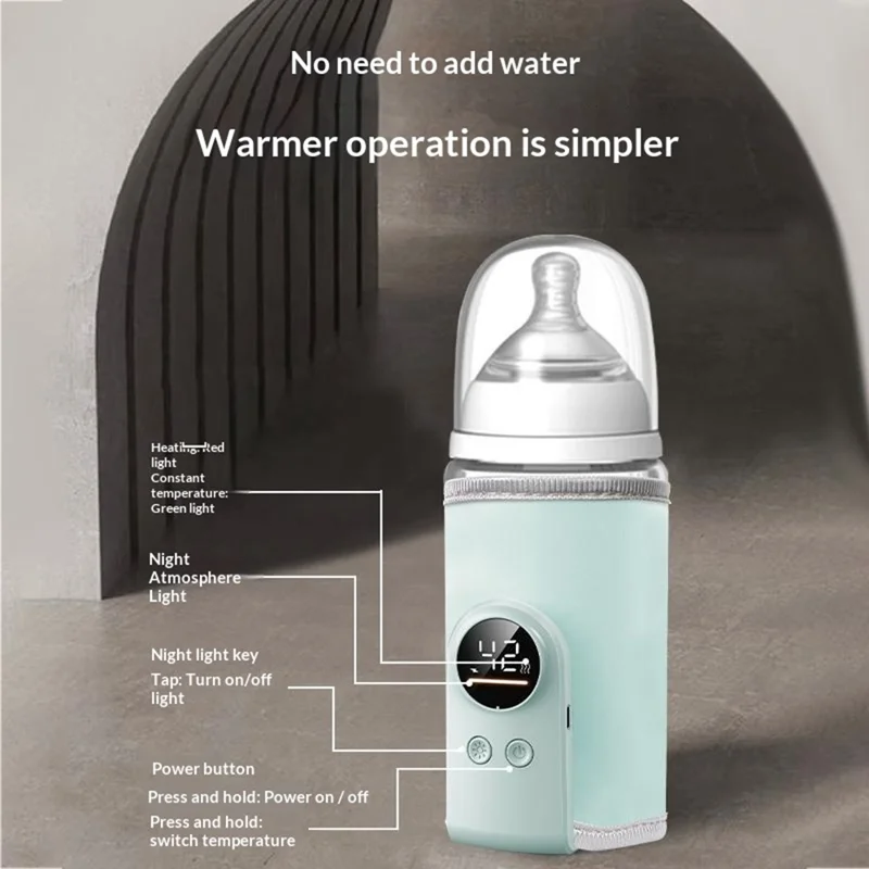 K7 Smart Constant Temperature Bottle Warmer USB Plug-in Baby Bottle Heater with 360° Full Wrapping Fast Heating Bottle Insulation Sleeve - Light Blue