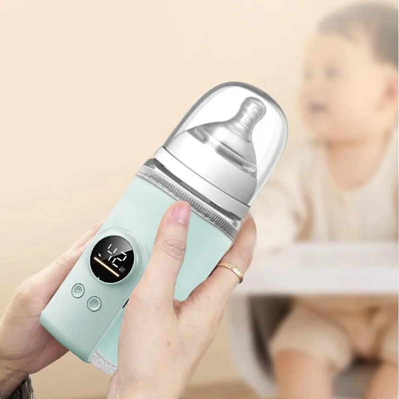 K7 Smart Constant Temperature Bottle Warmer USB Plug-in Baby Bottle Heater with 360° Full Wrapping Fast Heating Bottle Insulation Sleeve - Light Blue