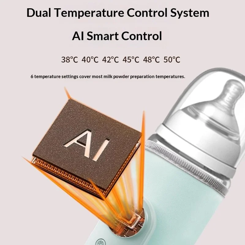 K7 Smart Constant Temperature Bottle Warmer USB Plug-in Baby Bottle Heater with 360° Full Wrapping Fast Heating Bottle Insulation Sleeve - Light Blue