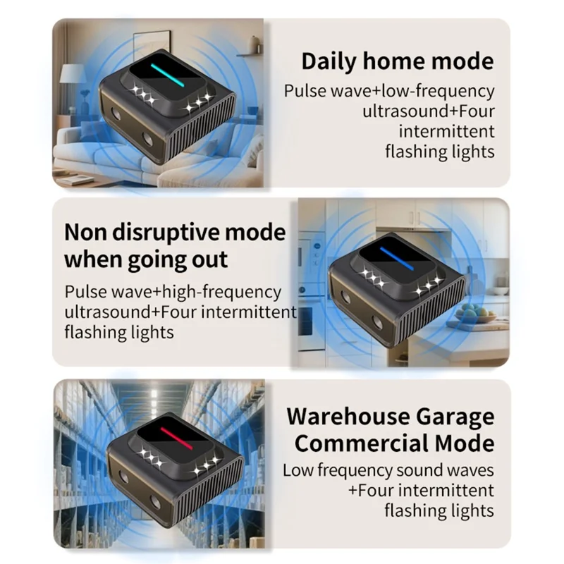 B02 Ultralydshøjtydende Rotteafskrækkelsesenhed med LED-lys til Bekæmpelse af Padder og Kakerlakker