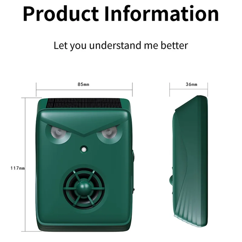 B09 Outdoor Solarbetriebene Ultraschall-Tierabwehr IP54 Wasserdichter Wandmontierter Vogel-Maus-Abwehrgerät