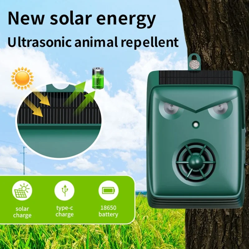 B09 Outdoor Solarbetriebene Ultraschall-Tierabwehr IP54 Wasserdichter Wandmontierter Vogel-Maus-Abwehrgerät