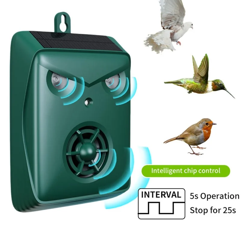 B09 Outdoor Solarbetriebene Ultraschall-Tierabwehr IP54 Wasserdichter Wandmontierter Vogel-Maus-Abwehrgerät
