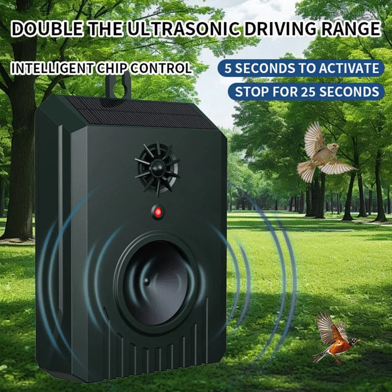 B10 Répulsif à Ultrasons Solaire Monté au Mur pour Animaux, Appareil de Contrôle des Nuisibles pour Souris, Chiens et Oiseaux