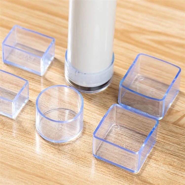 4Pcs / Set 80*80mm Tampas Quadradas Transparentes para Pernas de Cadeira, Pés de Borracha Protetores, Capa Contra Pó, Sistema de Nivelamento de Móveis