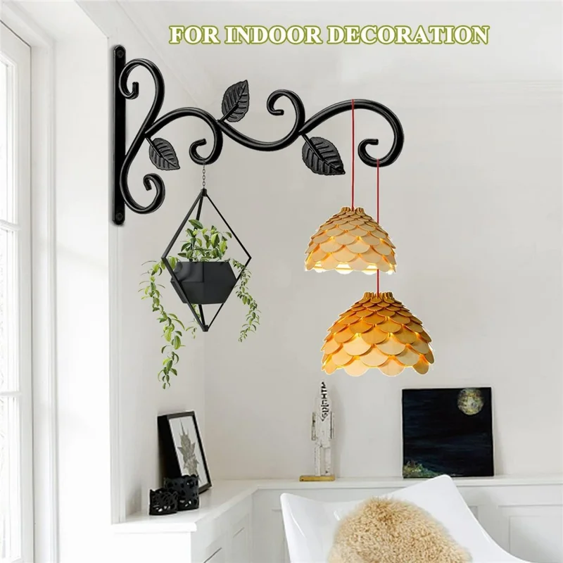 2 pièces de support mural en fer vintage, panier suspendu, style jardin, porte-pot de fleurs pour pots de fleurs, carillons éoliens, décorations