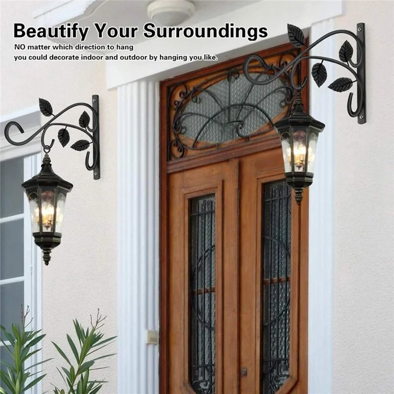 2 pièces de support mural en fer vintage, panier suspendu, style jardin, porte-pot de fleurs pour pots de fleurs, carillons éoliens, décorations