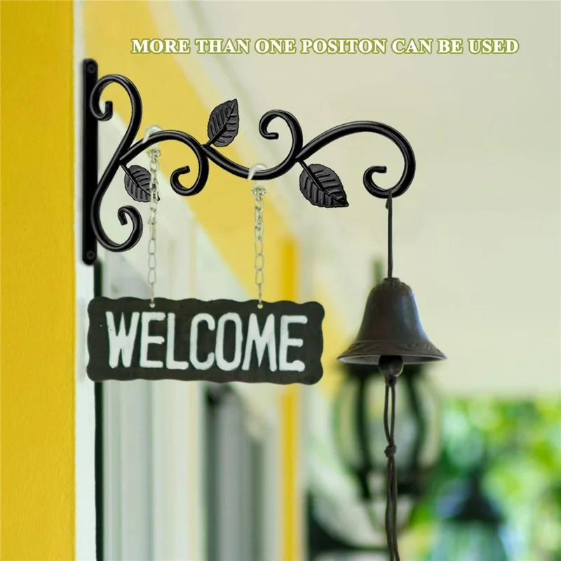 2 pièces de support mural en fer vintage, panier suspendu, style jardin, porte-pot de fleurs pour pots de fleurs, carillons éoliens, décorations