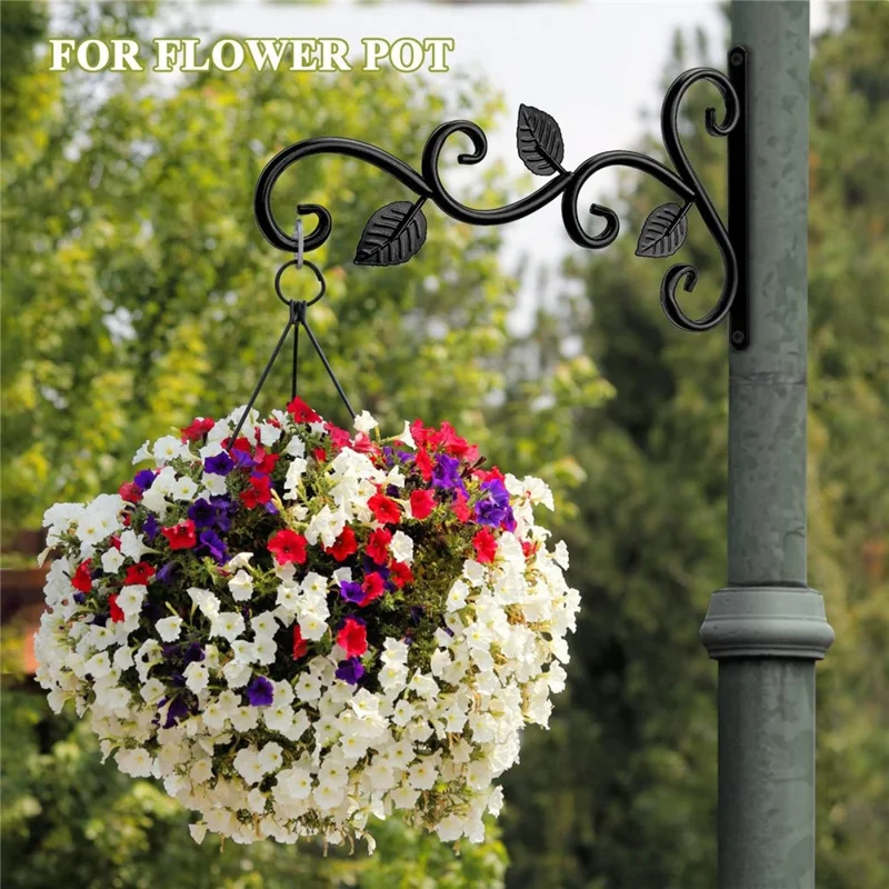 2 pièces de support mural en fer vintage, panier suspendu, style jardin, porte-pot de fleurs pour pots de fleurs, carillons éoliens, décorations