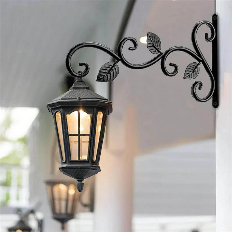 2 pièces de support mural en fer vintage, panier suspendu, style jardin, porte-pot de fleurs pour pots de fleurs, carillons éoliens, décorations