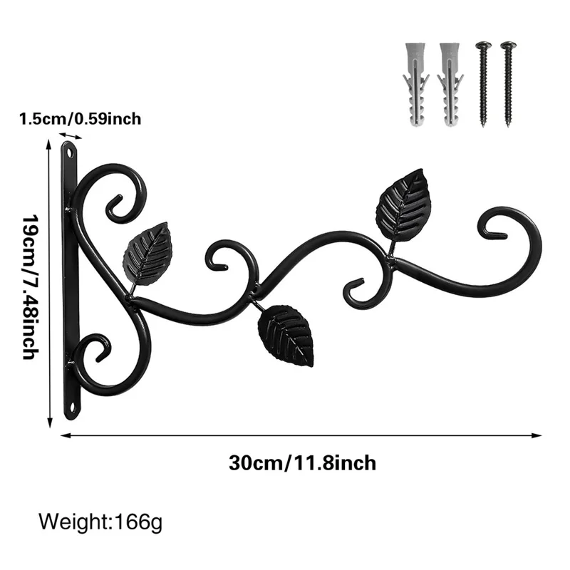2 pièces de support mural en fer vintage, panier suspendu, style jardin, porte-pot de fleurs pour pots de fleurs, carillons éoliens, décorations