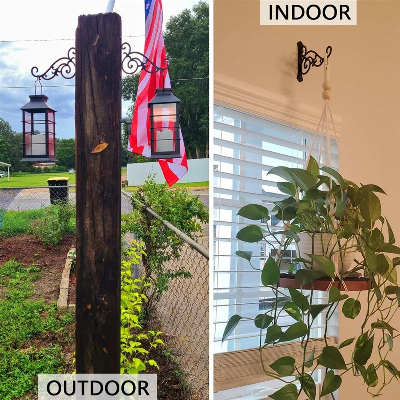 Væghængt jernblomsterstativ, minimalistisk retro hængende planteholder, holdbar balkonhænger til blomsterkrukker, vindklokker og dekorationer