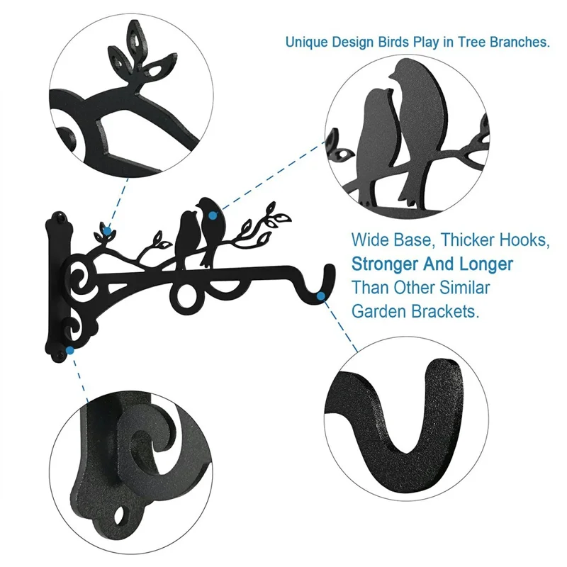 Gancio da Parete in Ferro per Cesto, Appendi Fioriere Vintage, Gancio Resistente per Giardino e Terrazzo