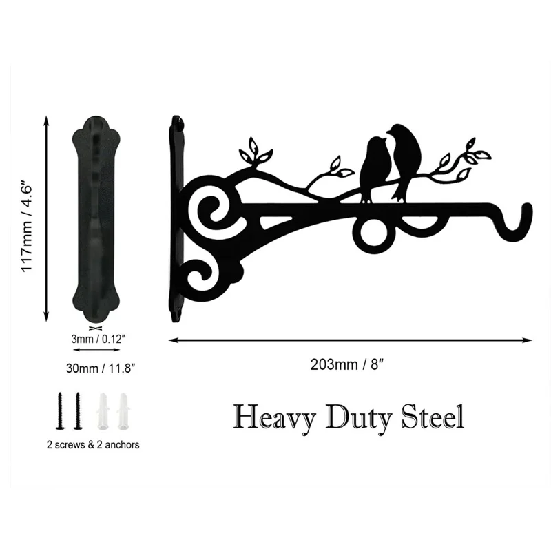 Gancio da Parete in Ferro per Cesto, Appendi Fioriere Vintage, Gancio Resistente per Giardino e Terrazzo