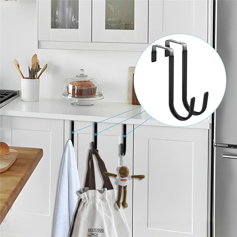 4 Pezzi Ganci in Acciaio al Carbonio da Appendere alla Porta, Appendini Metallici Antiruggine, Ganci per Ripostiglio Salvaspazio per Casa, Camera da Letto, Bagno, Cucina - Nero