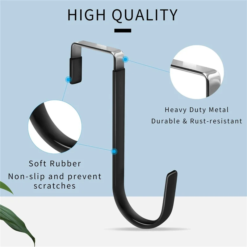 4 Pezzi Ganci in Acciaio al Carbonio da Appendere alla Porta, Appendini Metallici Antiruggine, Ganci per Ripostiglio Salvaspazio per Casa, Camera da Letto, Bagno, Cucina - Nero