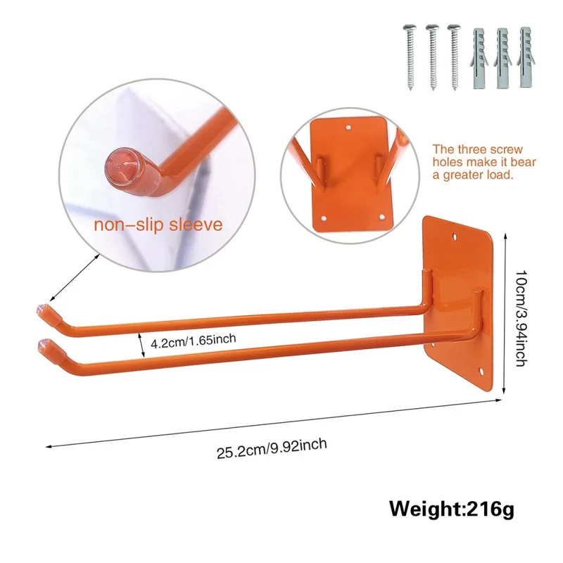 Prateleira de Armazenamento de Ferramentas para Jardim Montada na Parede, Cabide Resistente em Ferro, Organizador Resistente à Ferrugem para Jardim, Varanda, Garagem - Preto