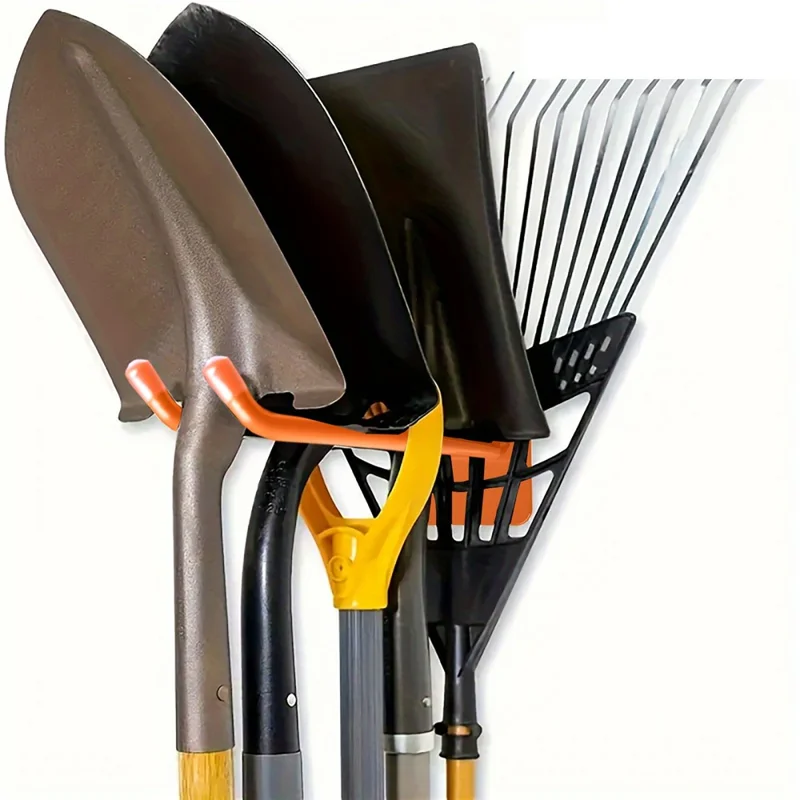 Rack de Rangement Mural pour Outils de Jardin, Support Robuste en Fer Résistant à la Rouille, Organisateur pour Jardin, Balcon, Garage - Rouge